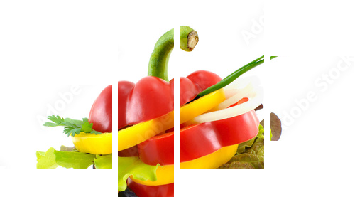 Kolorowe warzywa 5 razy dziennie
 - Vierteiliges Leinwandbild, Viertychon