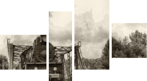 Old steam locomotive - Vierteiliges Leinwandbild, Viertychon