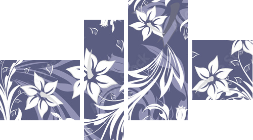 seamless floral background - Vierteiliges Leinwandbild, Viertychon