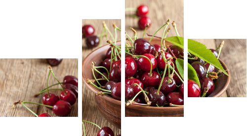 Cherries in bowl - Vierteiliges Leinwandbild, Viertychon