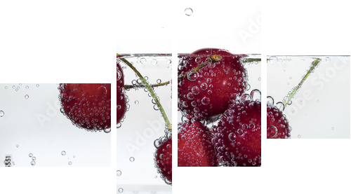 sweet cherries and bubbles - Vierteiliges Leinwandbild, Viertychon