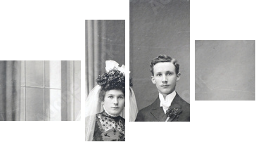 Brautpaar 1912 - bridal couple 1912 - Vierteiliges Leinwandbild, Viertychon