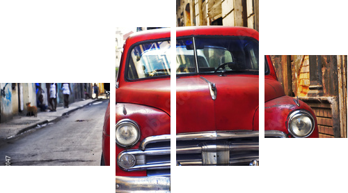 Old havana car - Vierteiliges Leinwandbild, Viertychon