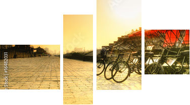Urok chińskich rowerów-Chiny
 - Vierteiliges Leinwandbild, Viertychon
