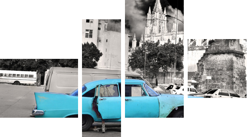 Old Havana car - Vierteiliges Leinwandbild, Viertychon