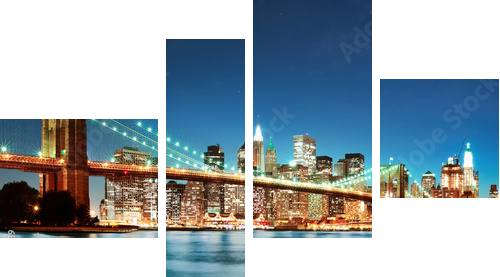 Brooklyn bridge at night - Vierteiliges Leinwandbild, Viertychon