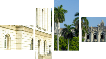 old car in front of Capitol Building, Old Havana, Cuba - Vierteiliges Leinwandbild, Viertychon