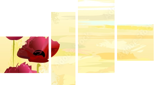 Painted poppies background - Vierteiliges Leinwandbild, Viertychon