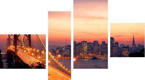 San Francisco Sunset - Vierteiliges Leinwandbild, Viertychon