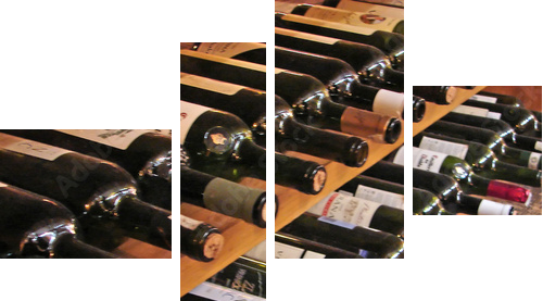 vine bottles - Vierteiliges Leinwandbild, Viertychon