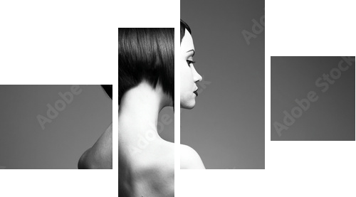 Elegant lady with stylish hairstyle - Vierteiliges Leinwandbild, Viertychon