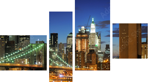 New york Manhattan bridge after sunset - Vierteiliges Leinwandbild, Viertychon