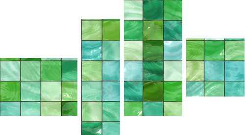 Shiny seamless green tiles texture - Vierteiliges Leinwandbild, Viertychon