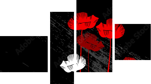 floral background, poppy with a space for your text - Vierteiliges Leinwandbild, Viertychon