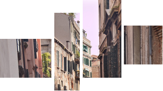 Small Side Canal Reflection Venice Italy - Vierteiliges Leinwandbild, Viertychon
