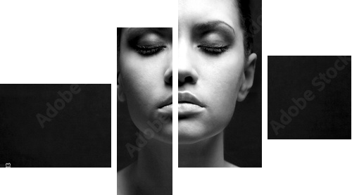portrait of beauty sexy fashion girl - Vierteiliges Leinwandbild, Viertychon