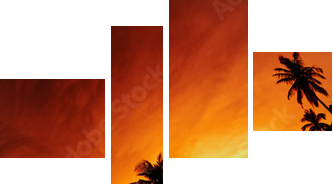 Tropical beach at sunset - Vierteiliges Leinwandbild, Viertychon