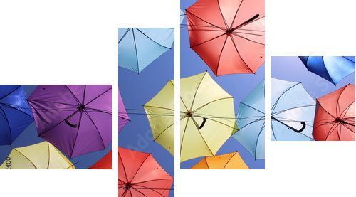 olor palette of umbrellas. - Vierteiliges Leinwandbild, Viertychon