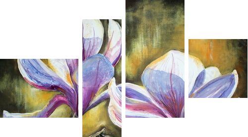 Magnolia flowersMy own artwork - Vierteiliges Leinwandbild, Viertychon