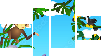 Wild animal in the tropical jungle - Vierteiliges Leinwandbild, Viertychon