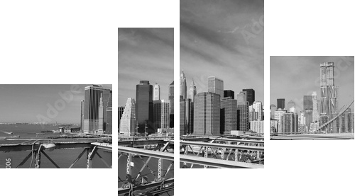Brooklyn Bridge Taxi, New York - Vierteiliges Leinwandbild, Viertychon