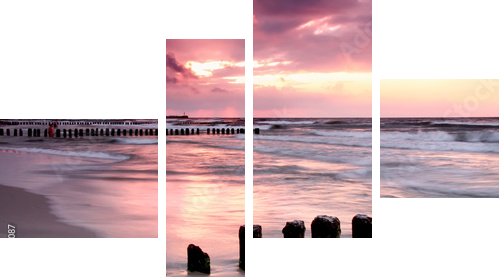 Calmness.Beautiful sunset at Baltic sea. - Vierteiliges Leinwandbild, Viertychon