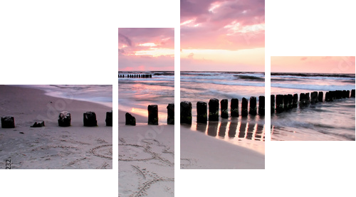 CalmnessBeautiful sunset with symbol of love - Vierteiliges Leinwandbild, Viertychon