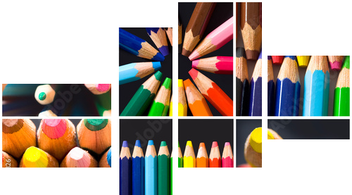 collage of colorful pencils - Vierteiliges Leinwandbild, Viertychon