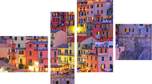 Włoska Manarola kolorami osnuta
 - Vierteiliges Leinwandbild, Viertychon