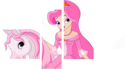 Princess riding horse - Vierteiliges Leinwandbild, Viertychon