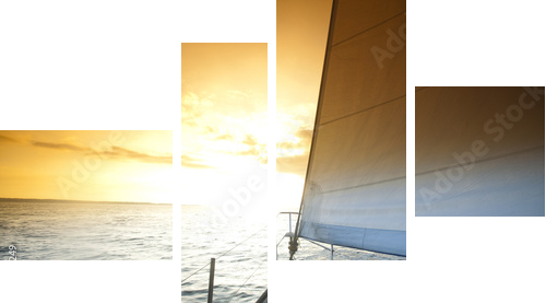 Sailing and sunset sky - Vierteiliges Leinwandbild, Viertychon