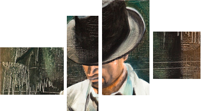 Portrait of the man with a cigarette - Vierteiliges Leinwandbild, Viertychon