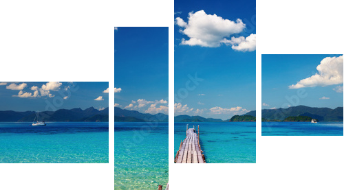 Tropikalny raj z widokiem na lazur
 - Vierteiliges Leinwandbild, Viertychon