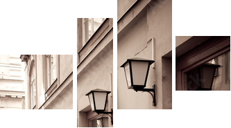Tables and chairs in a cafe - Vierteiliges Leinwandbild, Viertychon