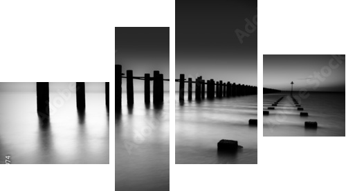 Border of Thames and North Sea in Shoeburyness - Vierteiliges Leinwandbild, Viertychon