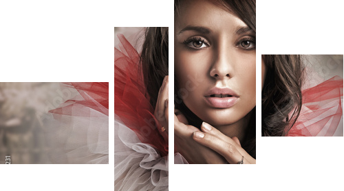 Portrait of a young brunette - Vierteiliges Leinwandbild, Viertychon