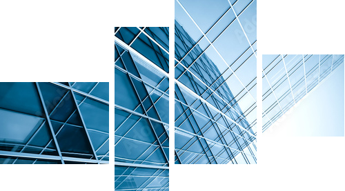 modern glass silhouettes of skyscrapers at night - Vierteiliges Leinwandbild, Viertychon