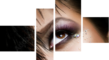 Fashion Girls FacePerfect makeupIsolated on Black - Vierteiliges Leinwandbild, Viertychon