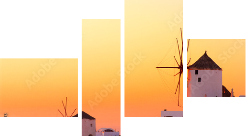 Santorini sunset - Vierteiliges Leinwandbild, Viertychon