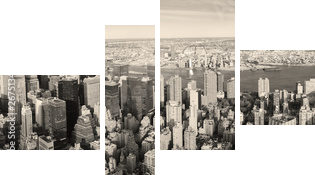 Manhattan z lotu ptaka- styl vintage
 - Vierteiliges Leinwandbild, Viertychon