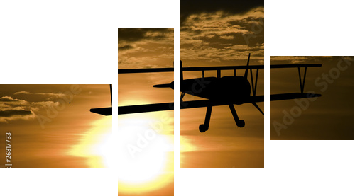 Airplane and sunset - Vierteiliges Leinwandbild, Viertychon