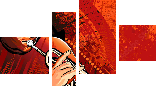 Trumpet player - Vierteiliges Leinwandbild, Viertychon