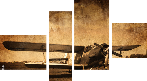 Bardzo retro samolot
 - Vierteiliges Leinwandbild, Viertychon