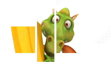 Dragon et crayon - Vierteiliges Leinwandbild, Viertychon