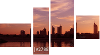 Zachód słońca w Cityscape Dubaj
 - Vierteiliges Leinwandbild, Viertychon