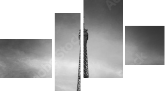 Tour Eiffel et voiture rouge- Paris - Vierteiliges Leinwandbild, Viertychon