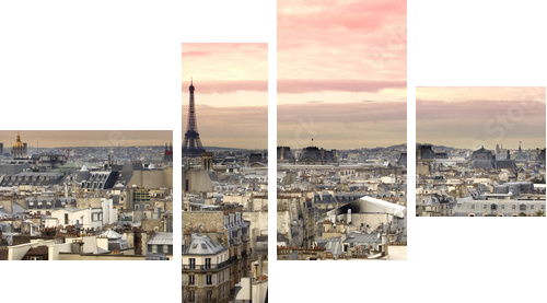 Paris Aussicht Eiffelturm - Vierteiliges Leinwandbild, Viertychon