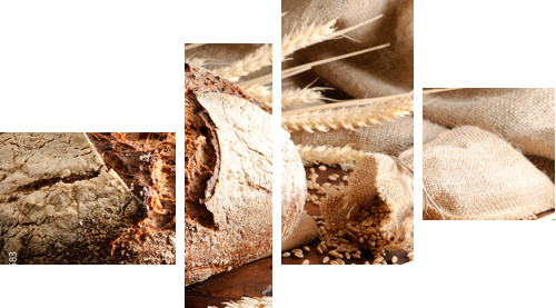 Pachnący, wiejski chleb
 - Vierteiliges Leinwandbild, Viertychon