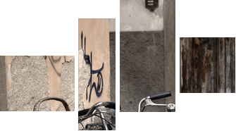 Italian old-style bicycles in Lucca, Tuscany - Vierteiliges Leinwandbild, Viertychon