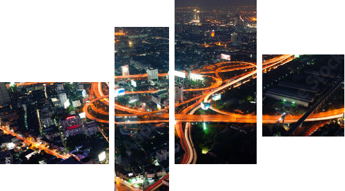 Autoroute Ã©changeur Bangkok, ThaÃ¯lande - Vierteiliges Leinwandbild, Viertychon